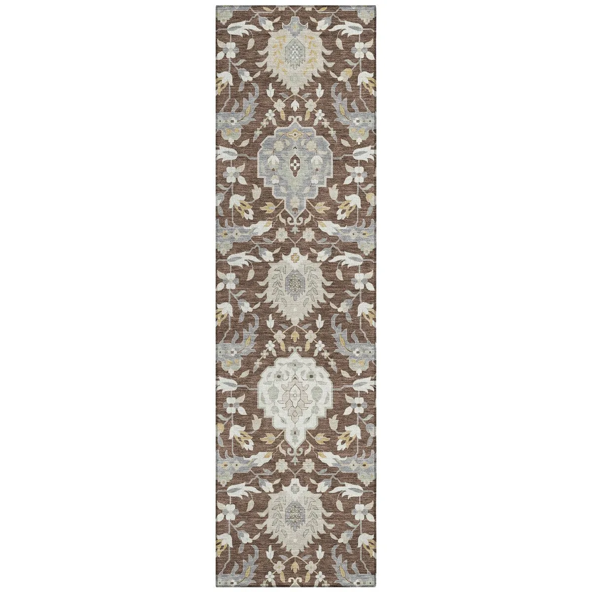 Machine Washable Indoor/ Outdoor Traditional Kashan Chantille Rug