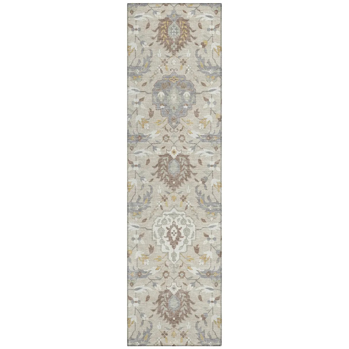 Machine Washable Indoor/ Outdoor Traditional Kashan Chantille Rug