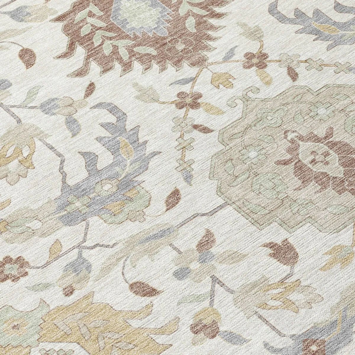 Machine Washable Indoor/ Outdoor Traditional Kashan Chantille Rug