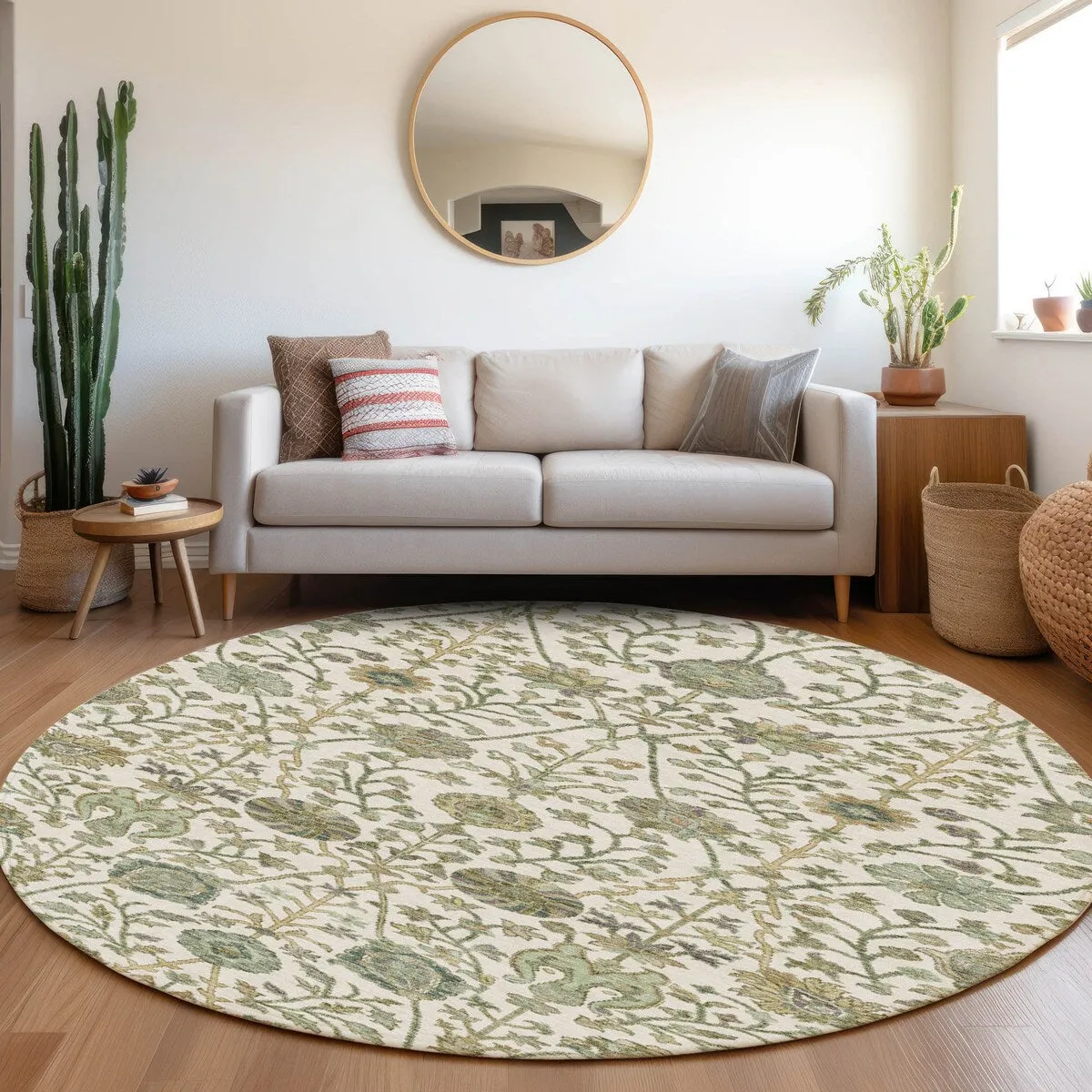 Machine Washable Indoor/ Outdoor Traditional Kashan Chantille Rug