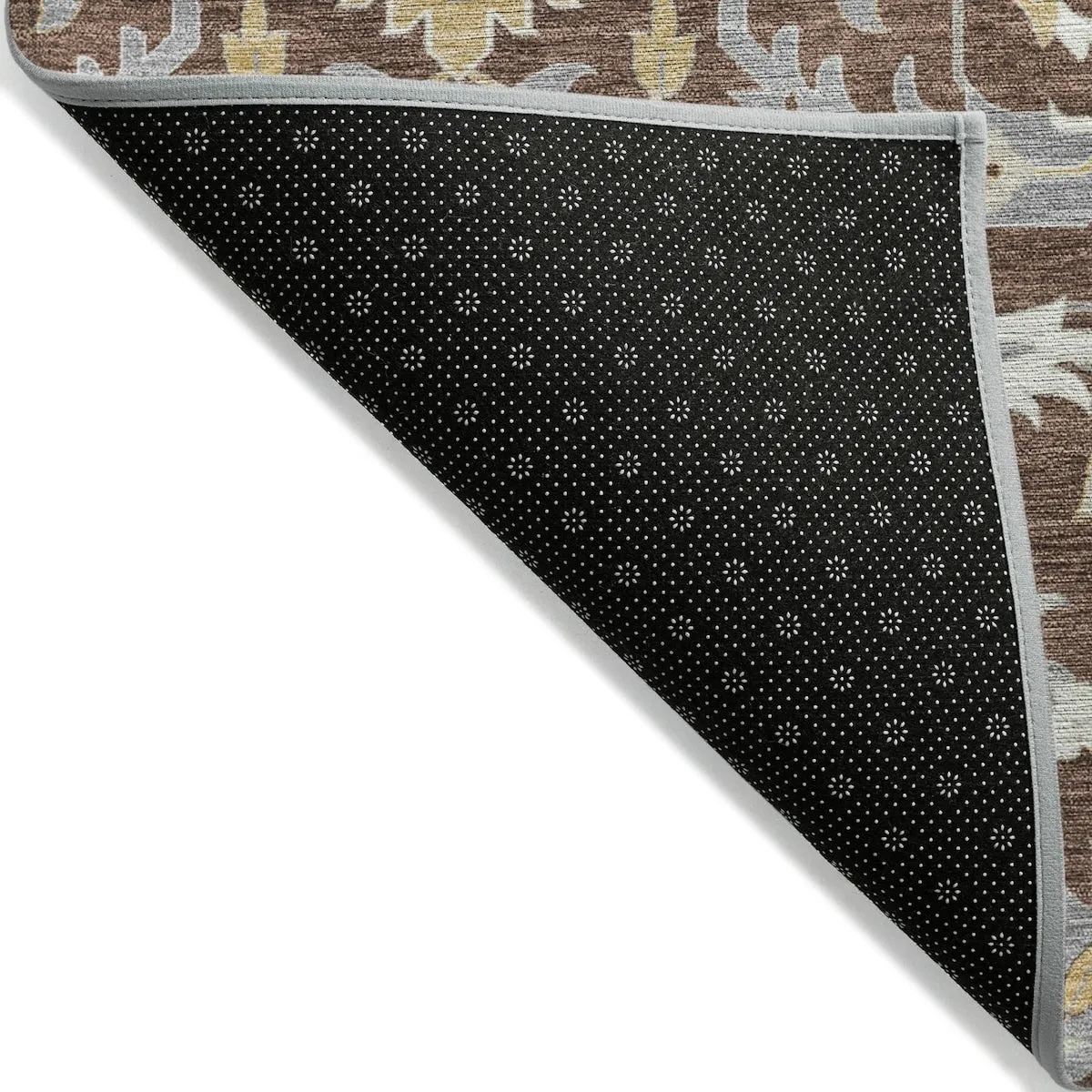 Machine Washable Indoor/ Outdoor Traditional Kashan Chantille Rug