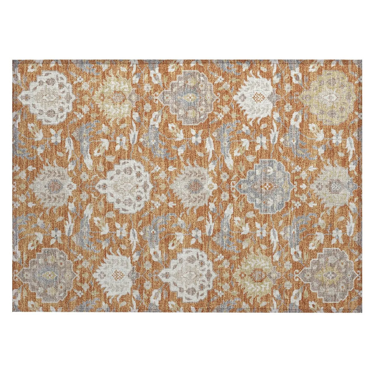 Machine Washable Indoor/ Outdoor Traditional Kashan Chantille Rug
