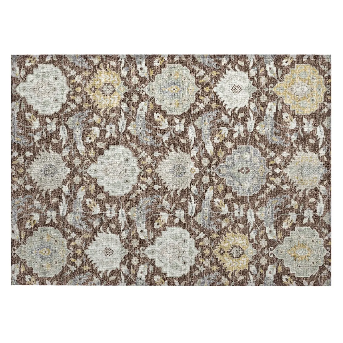Machine Washable Indoor/ Outdoor Traditional Kashan Chantille Rug