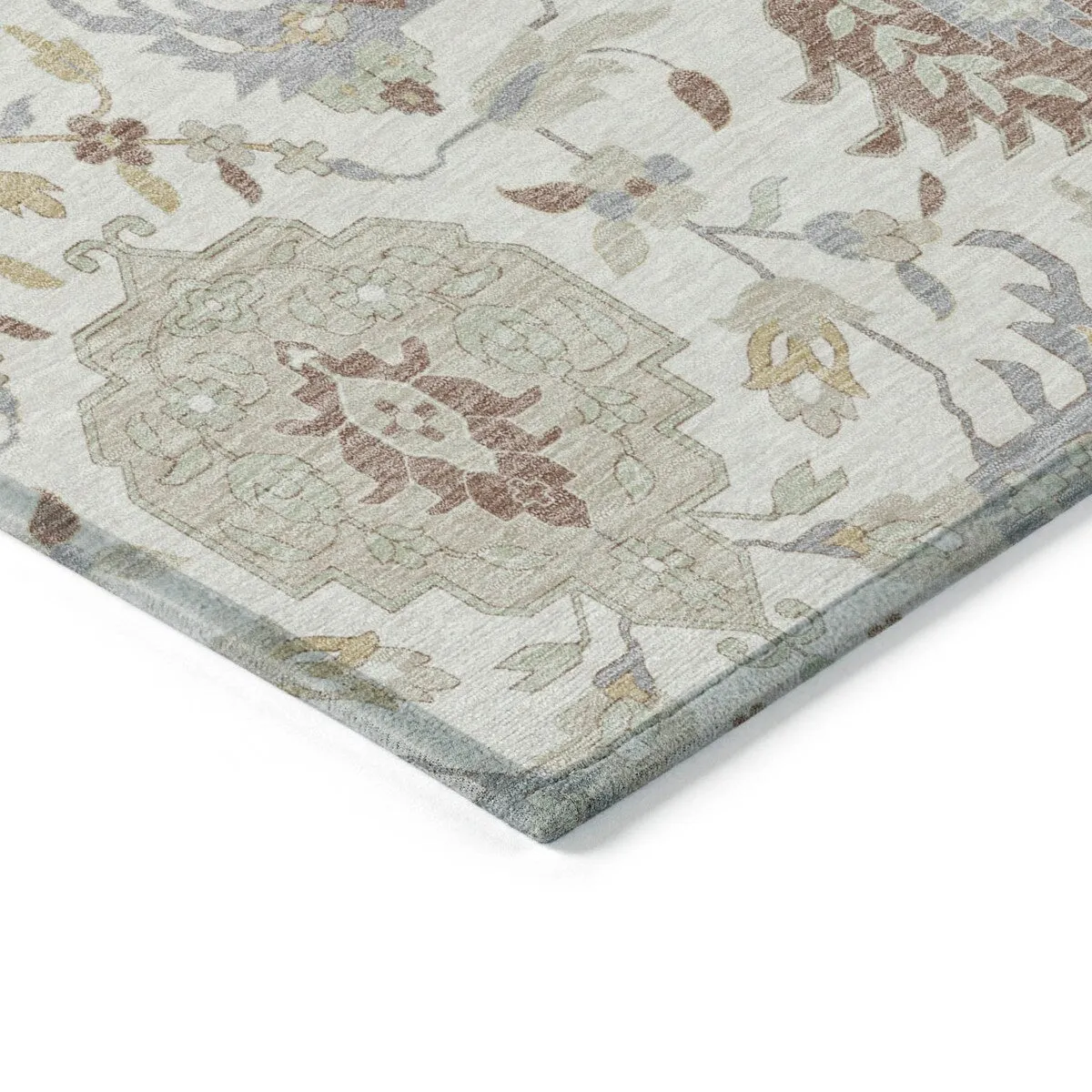 Machine Washable Indoor/ Outdoor Traditional Kashan Chantille Rug