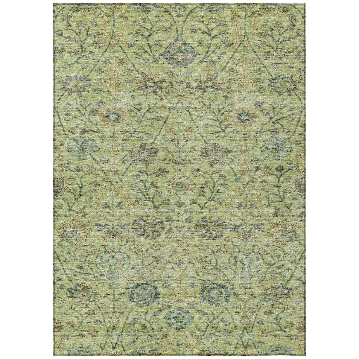 Machine Washable Indoor/ Outdoor Traditional Kashan Chantille Rug