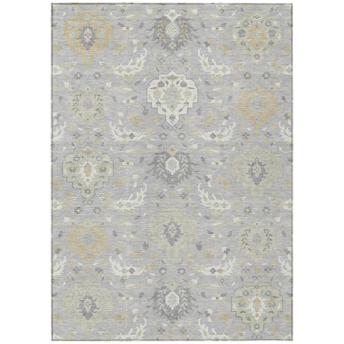 Machine Washable Indoor/ Outdoor Traditional Kashan Chantille Rug