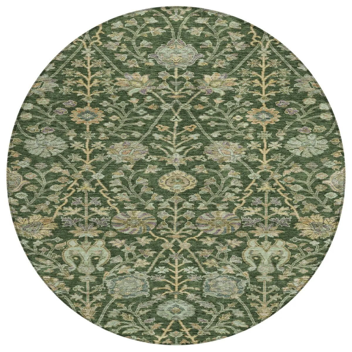 Machine Washable Indoor/ Outdoor Traditional Kashan Chantille Rug
