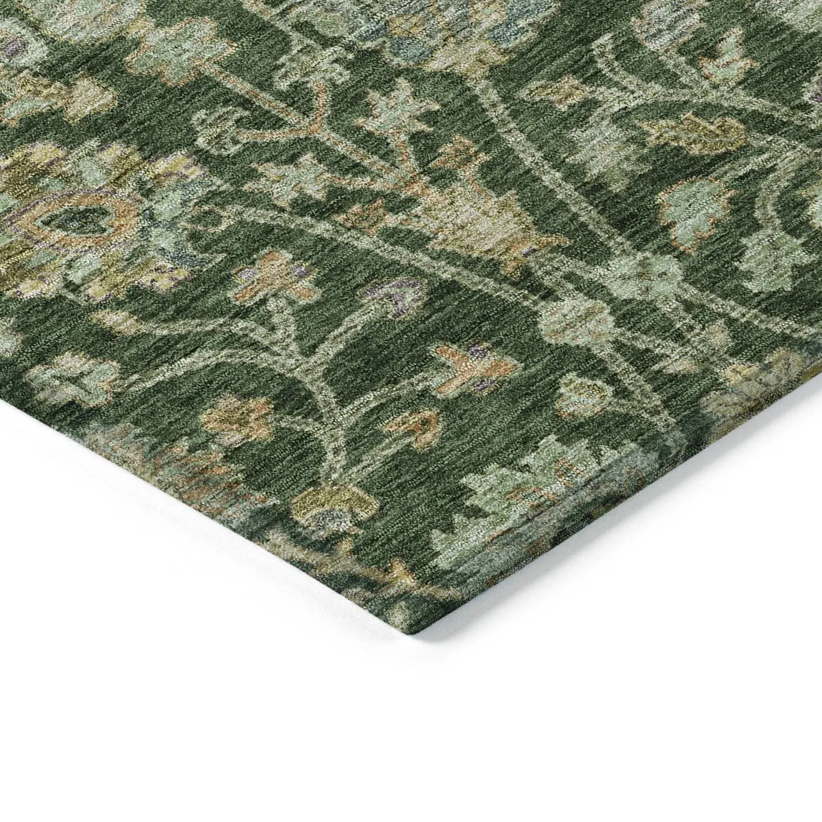Machine Washable Indoor/ Outdoor Traditional Kashan Chantille Rug