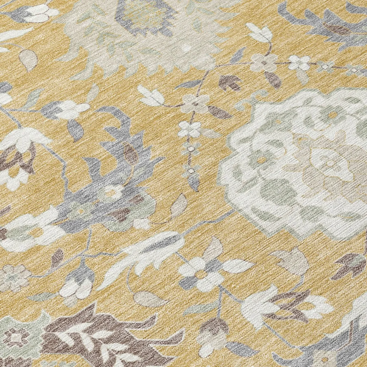 Machine Washable Indoor/ Outdoor Traditional Kashan Chantille Rug