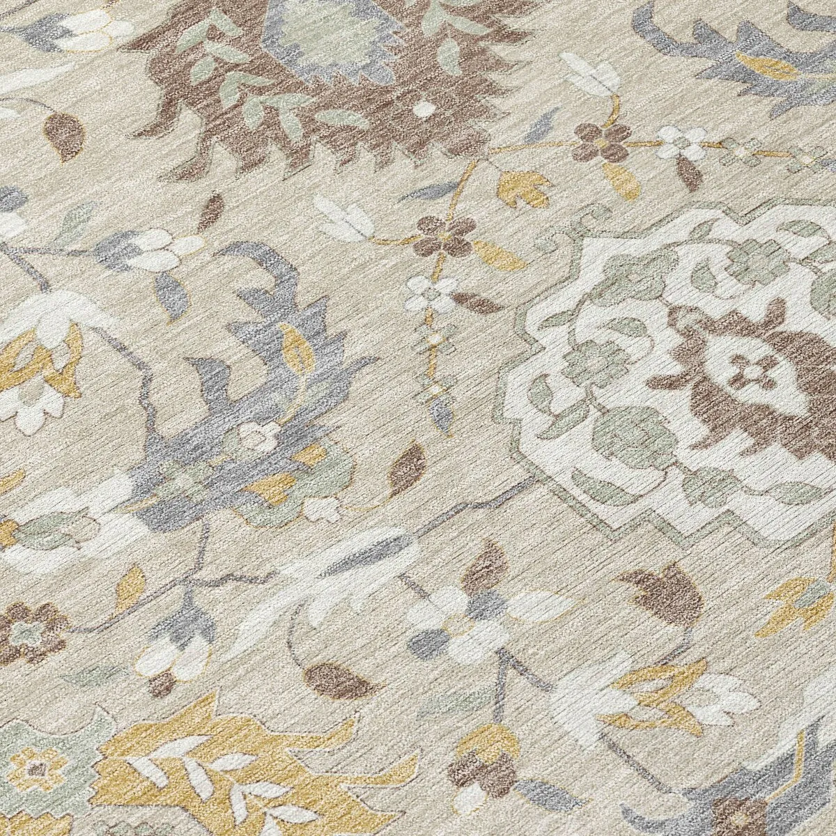 Machine Washable Indoor/ Outdoor Traditional Kashan Chantille Rug