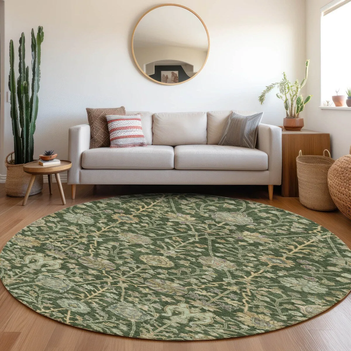 Machine Washable Indoor/ Outdoor Traditional Kashan Chantille Rug