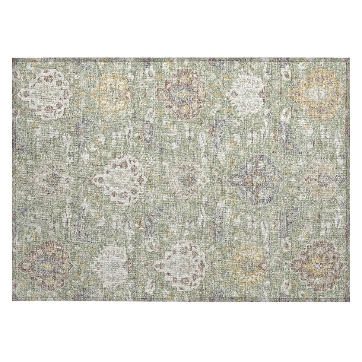 Machine Washable Indoor/ Outdoor Traditional Kashan Chantille Rug