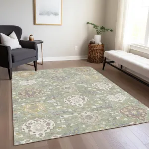 Machine Washable Indoor/ Outdoor Traditional Kashan Chantille Rug