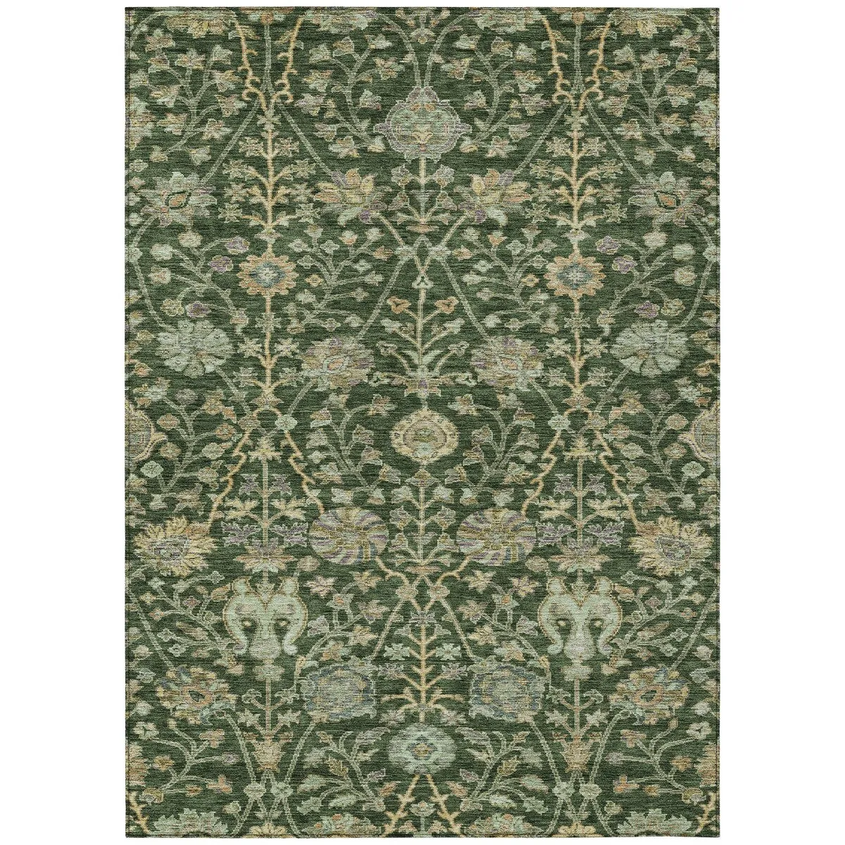 Machine Washable Indoor/ Outdoor Traditional Kashan Chantille Rug