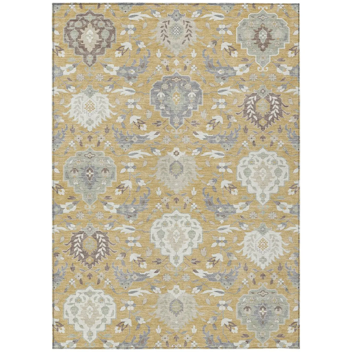 Machine Washable Indoor/ Outdoor Traditional Kashan Chantille Rug