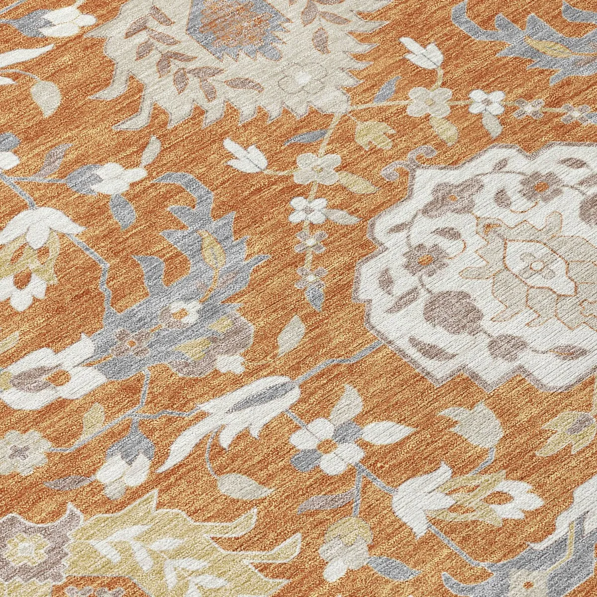 Machine Washable Indoor/ Outdoor Traditional Kashan Chantille Rug