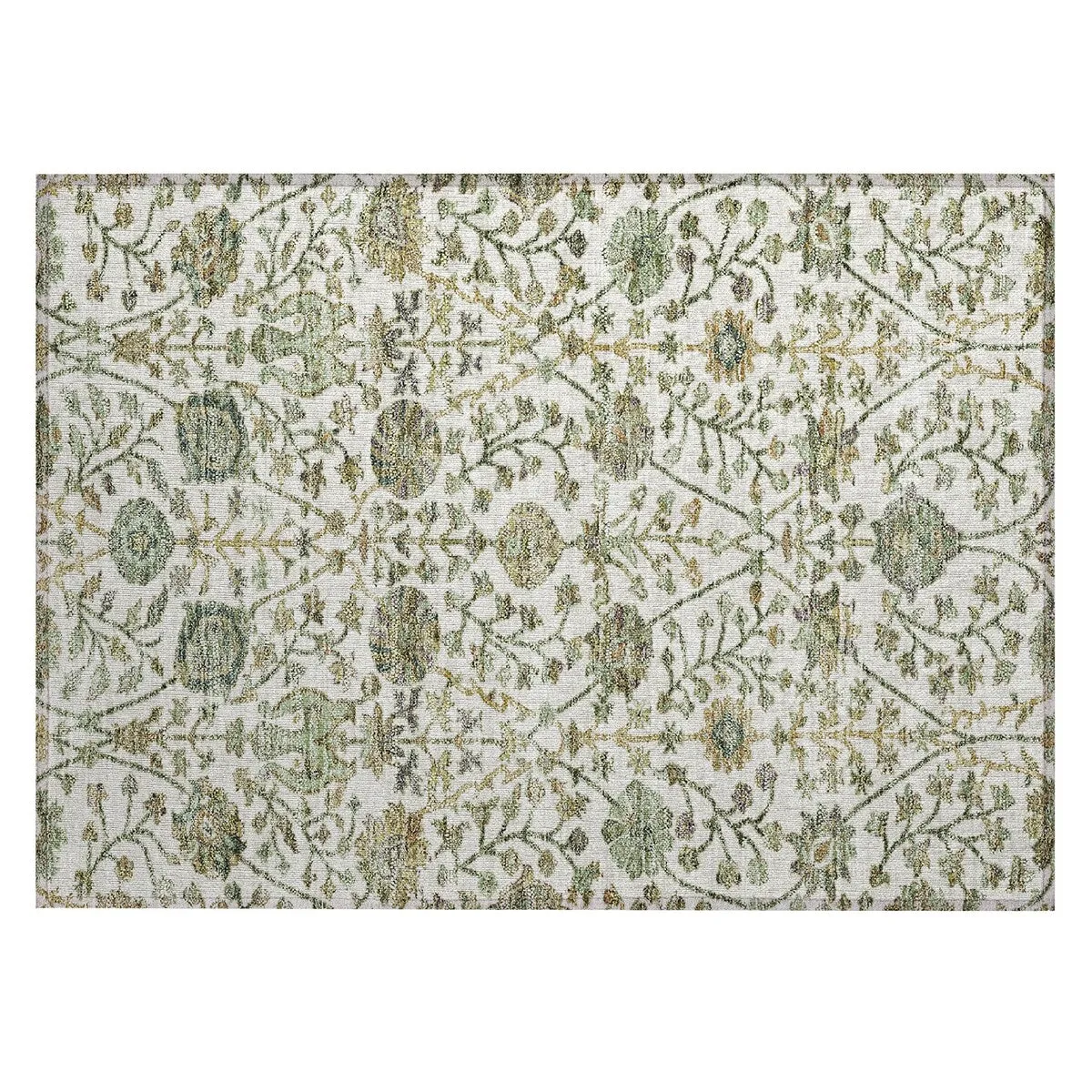 Machine Washable Indoor/ Outdoor Traditional Kashan Chantille Rug