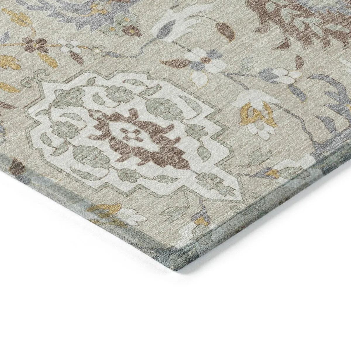 Machine Washable Indoor/ Outdoor Traditional Kashan Chantille Rug