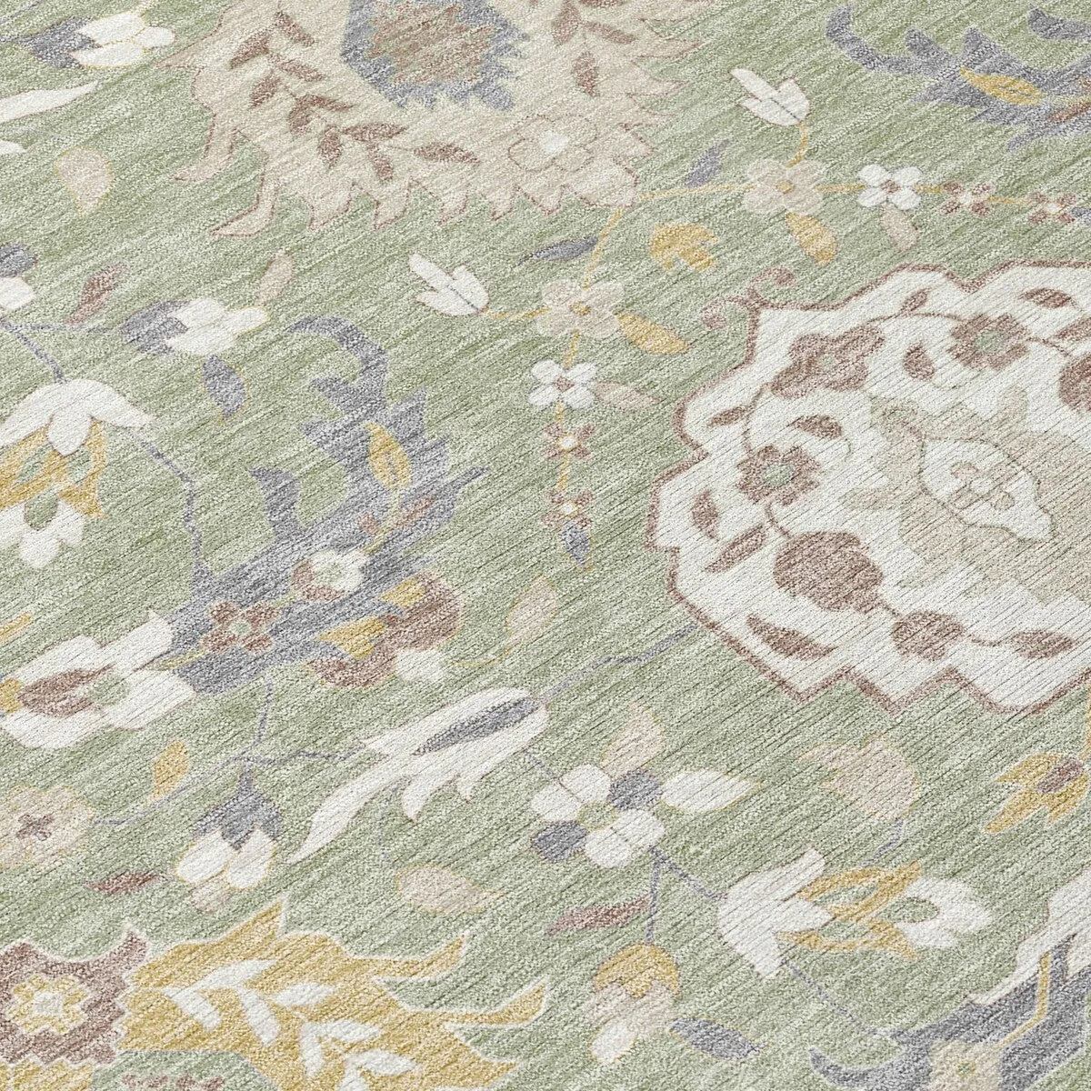 Machine Washable Indoor/ Outdoor Traditional Kashan Chantille Rug
