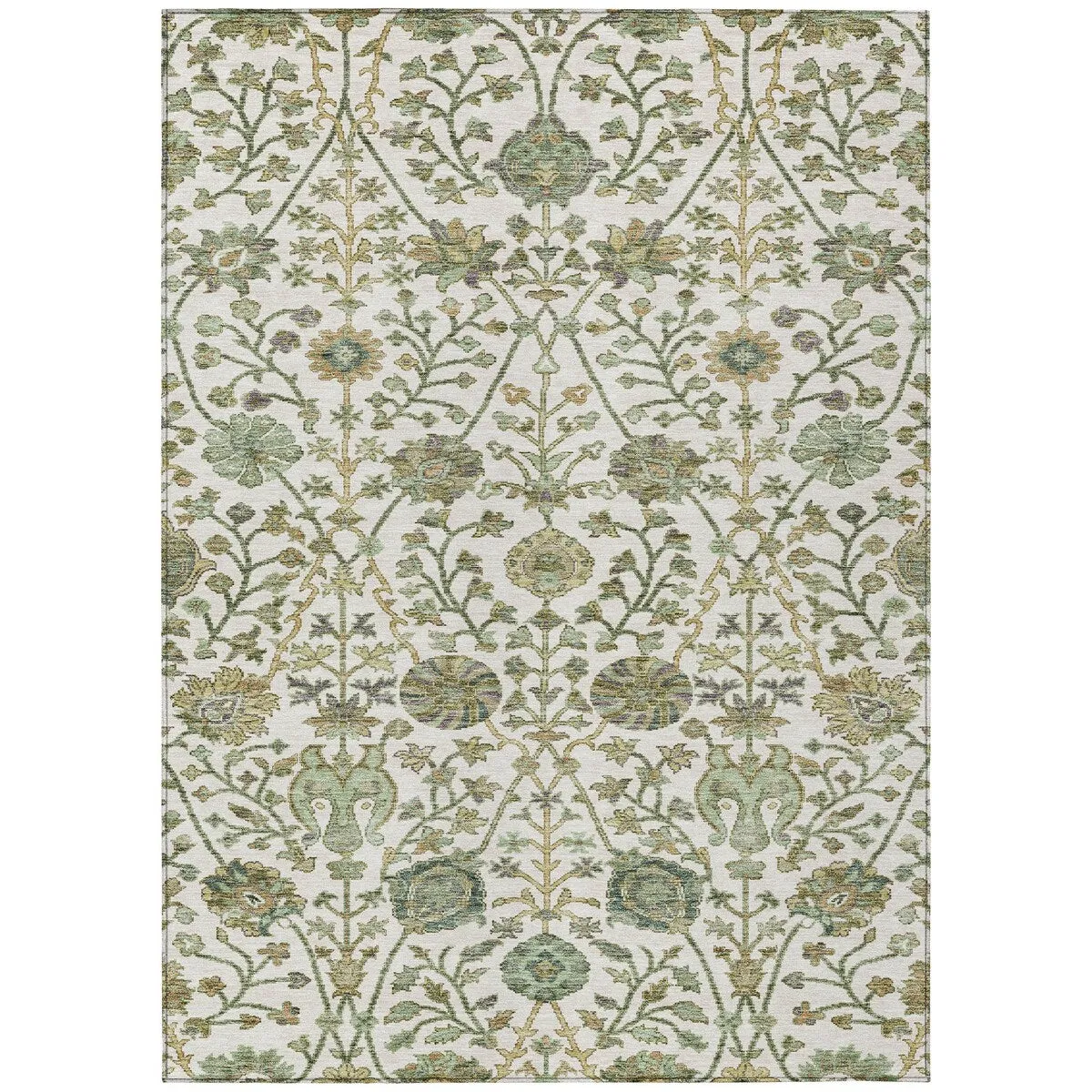 Machine Washable Indoor/ Outdoor Traditional Kashan Chantille Rug