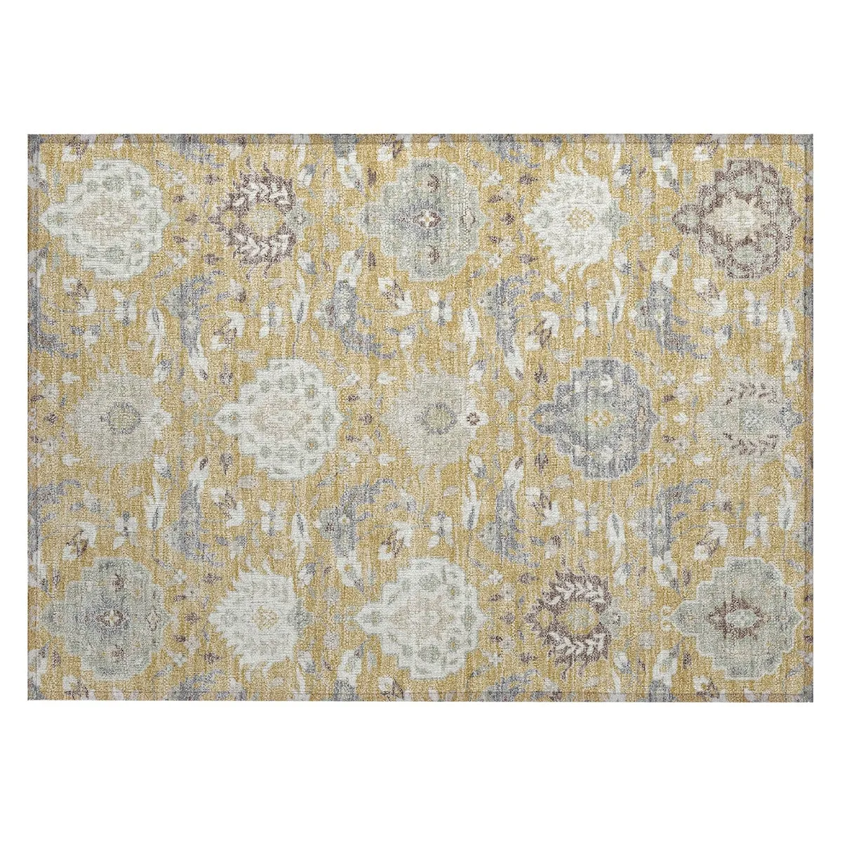Machine Washable Indoor/ Outdoor Traditional Kashan Chantille Rug