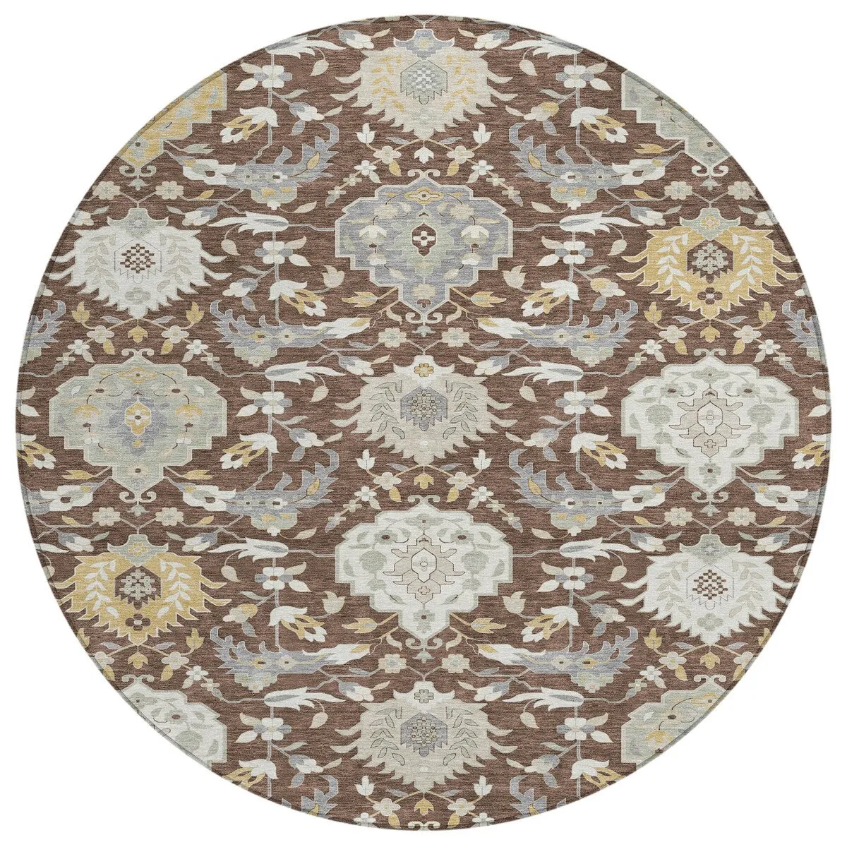 Machine Washable Indoor/ Outdoor Traditional Kashan Chantille Rug