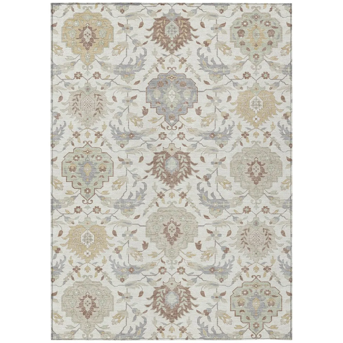 Machine Washable Indoor/ Outdoor Traditional Kashan Chantille Rug