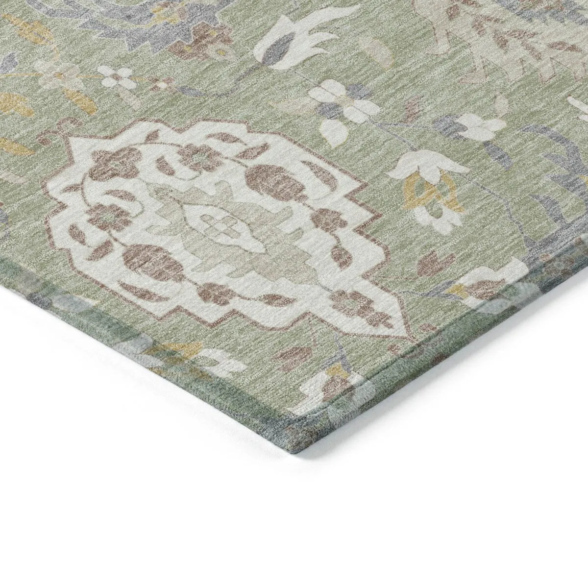 Machine Washable Indoor/ Outdoor Traditional Kashan Chantille Rug