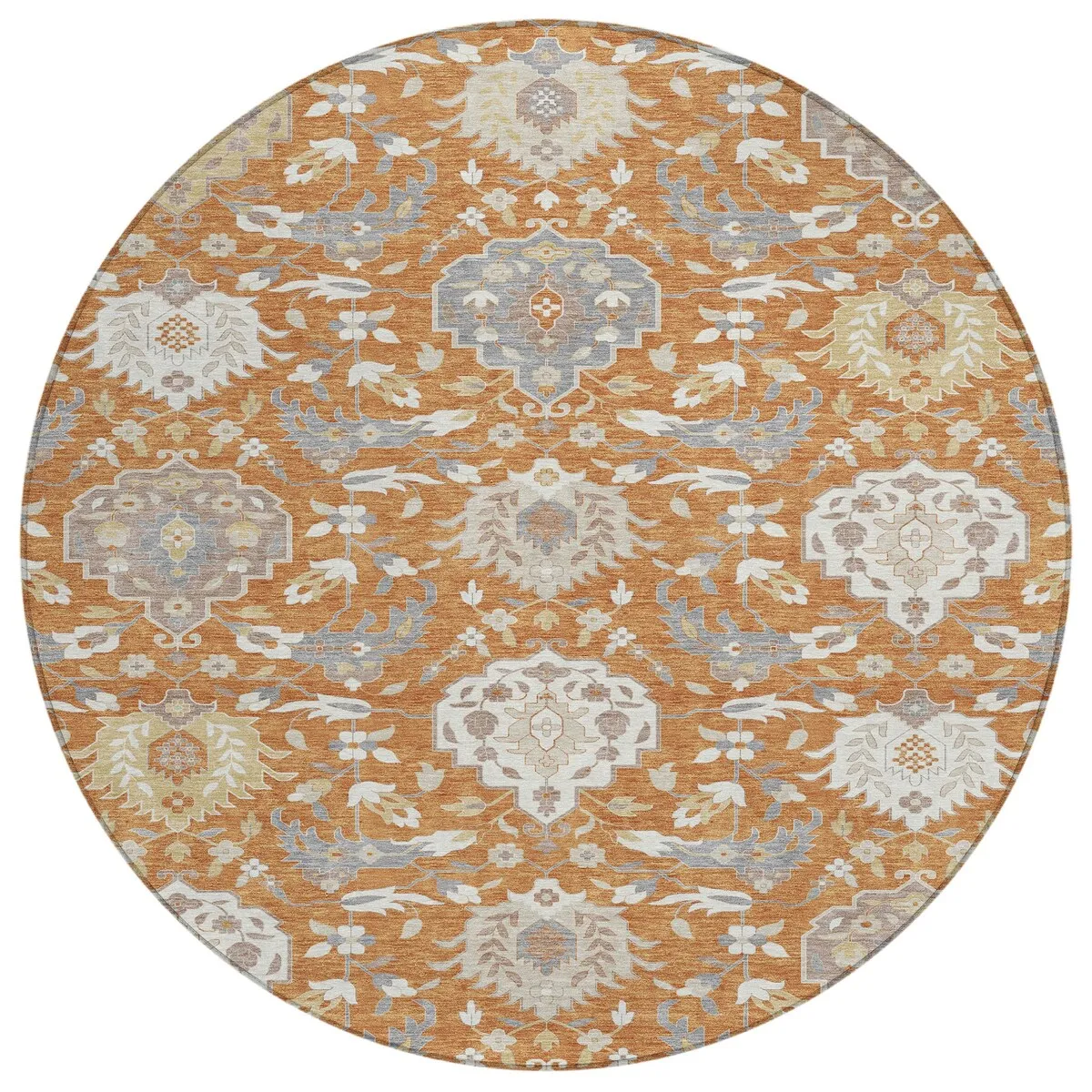Machine Washable Indoor/ Outdoor Traditional Kashan Chantille Rug