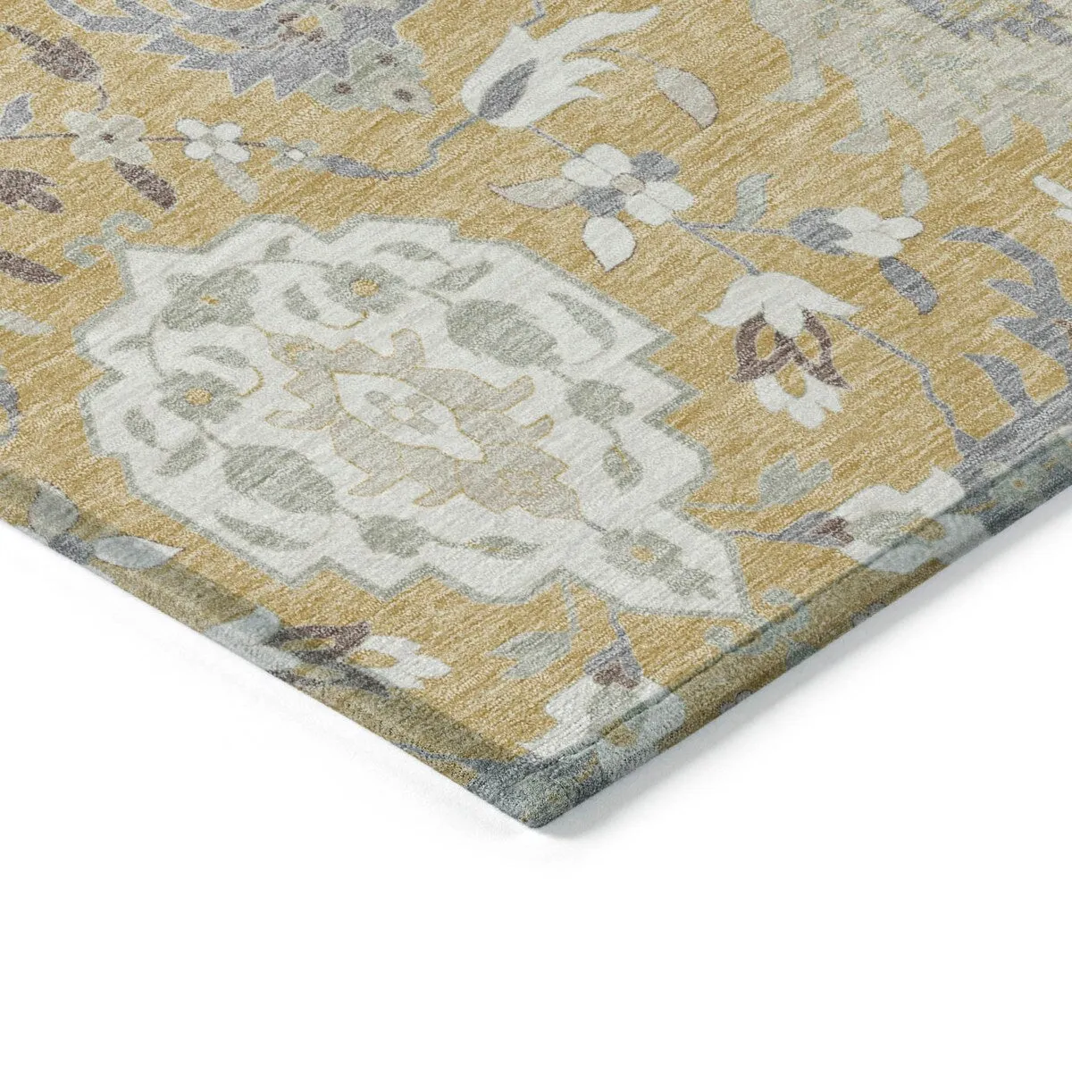 Machine Washable Indoor/ Outdoor Traditional Kashan Chantille Rug
