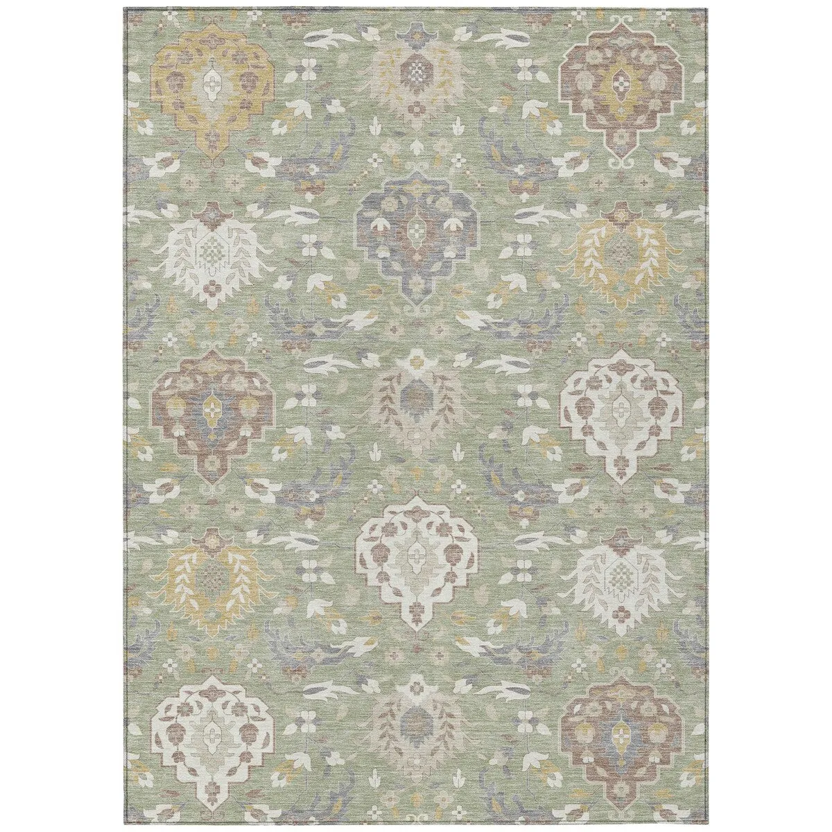 Machine Washable Indoor/ Outdoor Traditional Kashan Chantille Rug