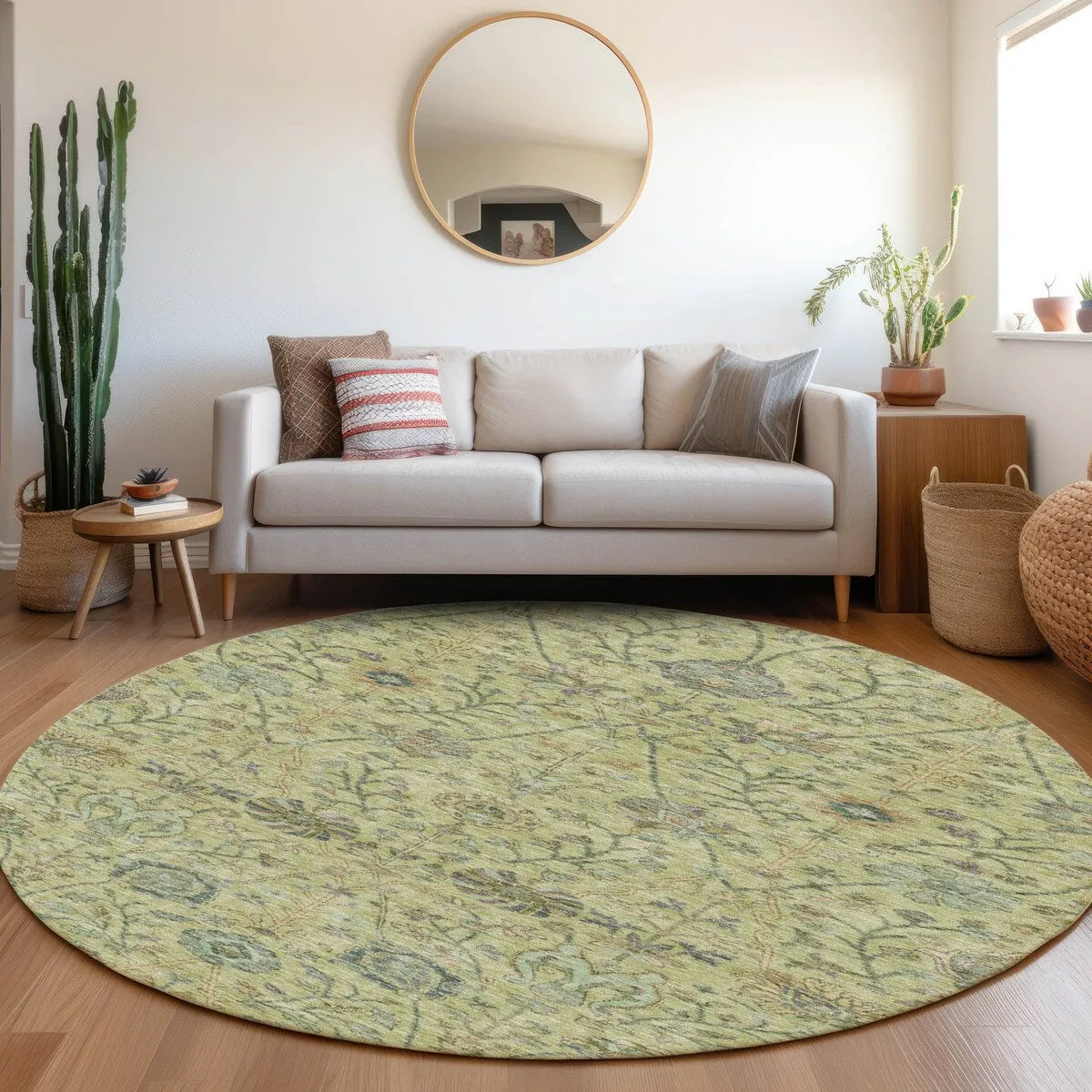 Machine Washable Indoor/ Outdoor Traditional Kashan Chantille Rug