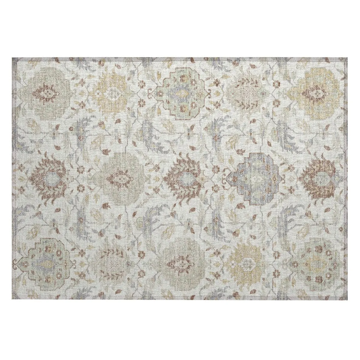 Machine Washable Indoor/ Outdoor Traditional Kashan Chantille Rug