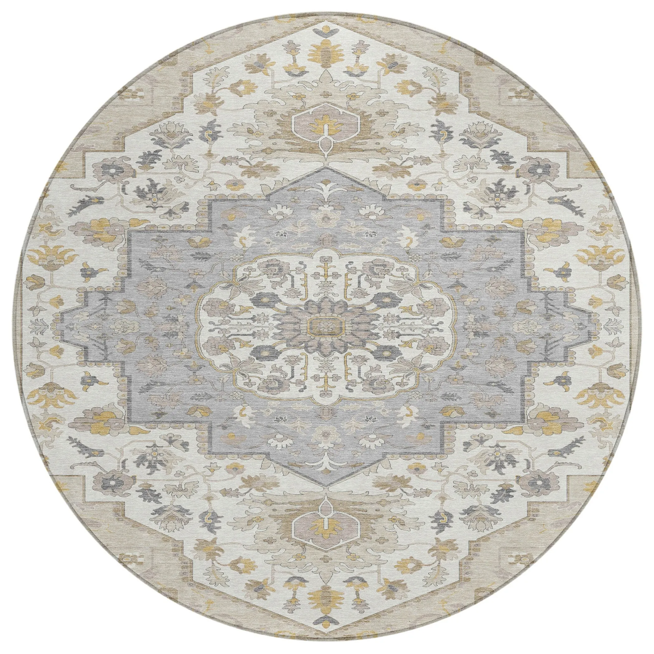 Machine Washable Indoor/ Outdoor Traditional Medallion Chantille Rug