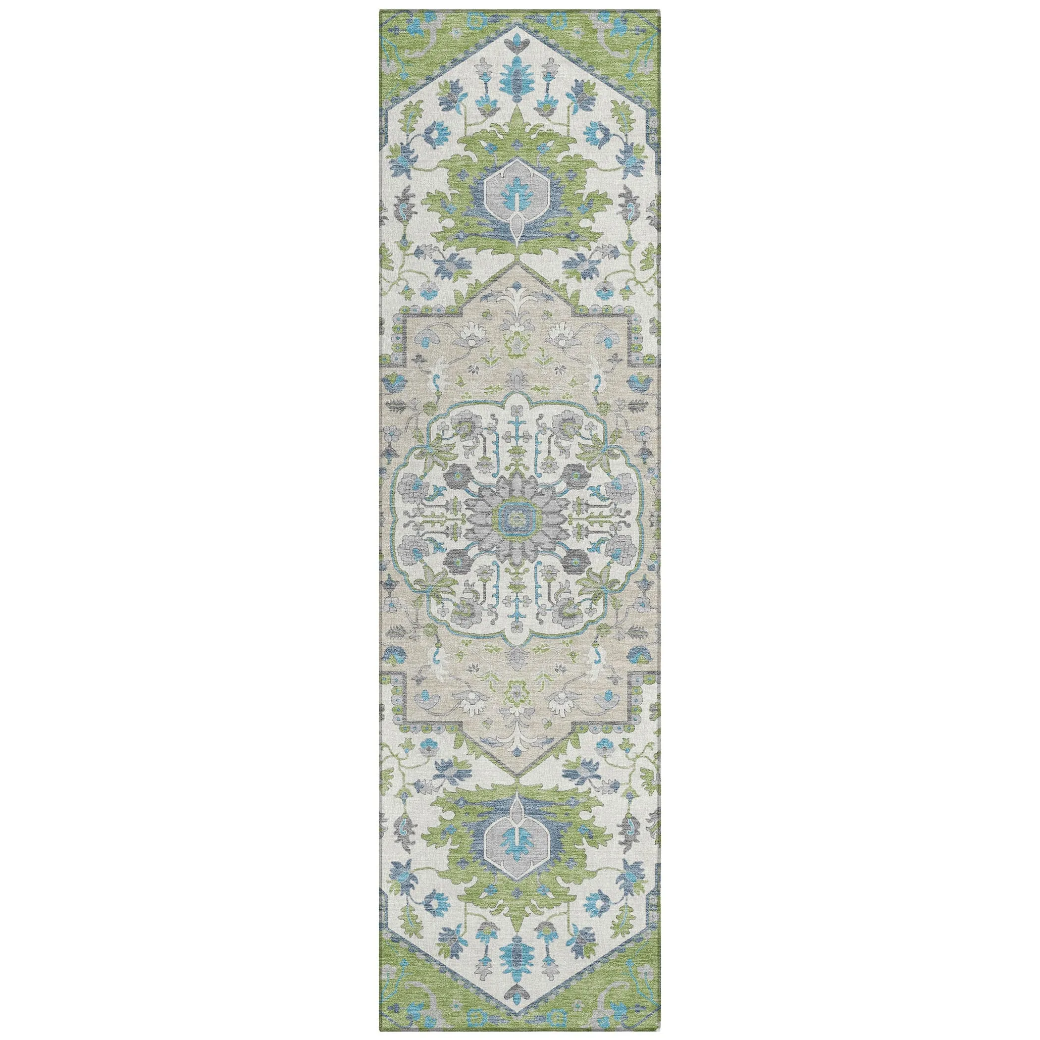 Machine Washable Indoor/ Outdoor Traditional Medallion Chantille Rug