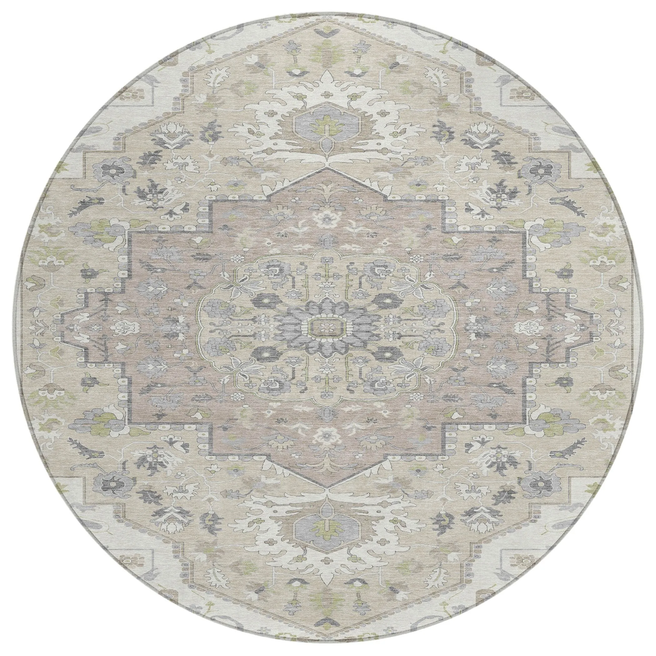 Machine Washable Indoor/ Outdoor Traditional Medallion Chantille Rug
