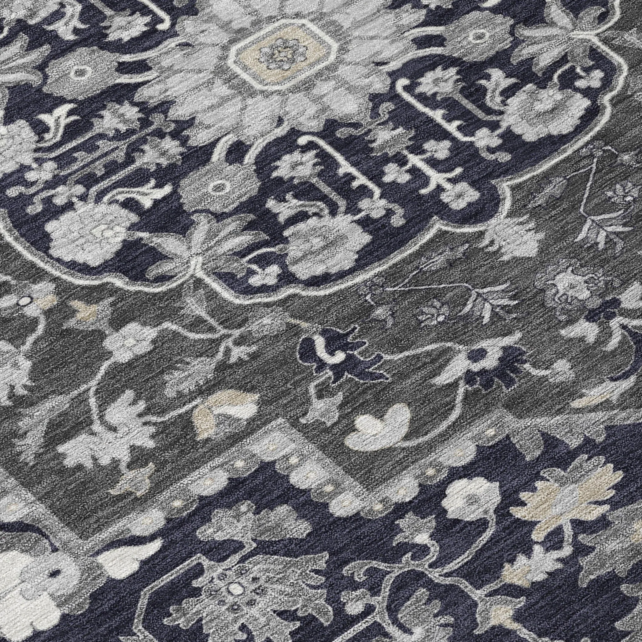 Machine Washable Indoor/ Outdoor Traditional Medallion Chantille Rug