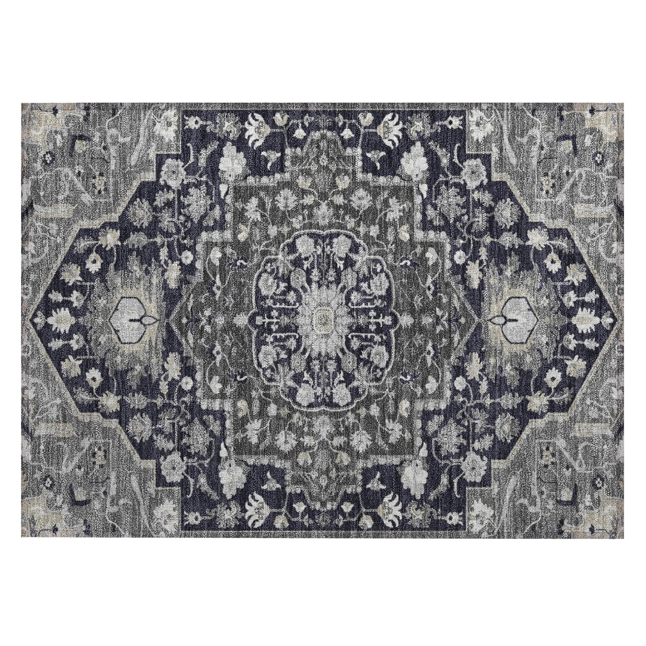 Machine Washable Indoor/ Outdoor Traditional Medallion Chantille Rug