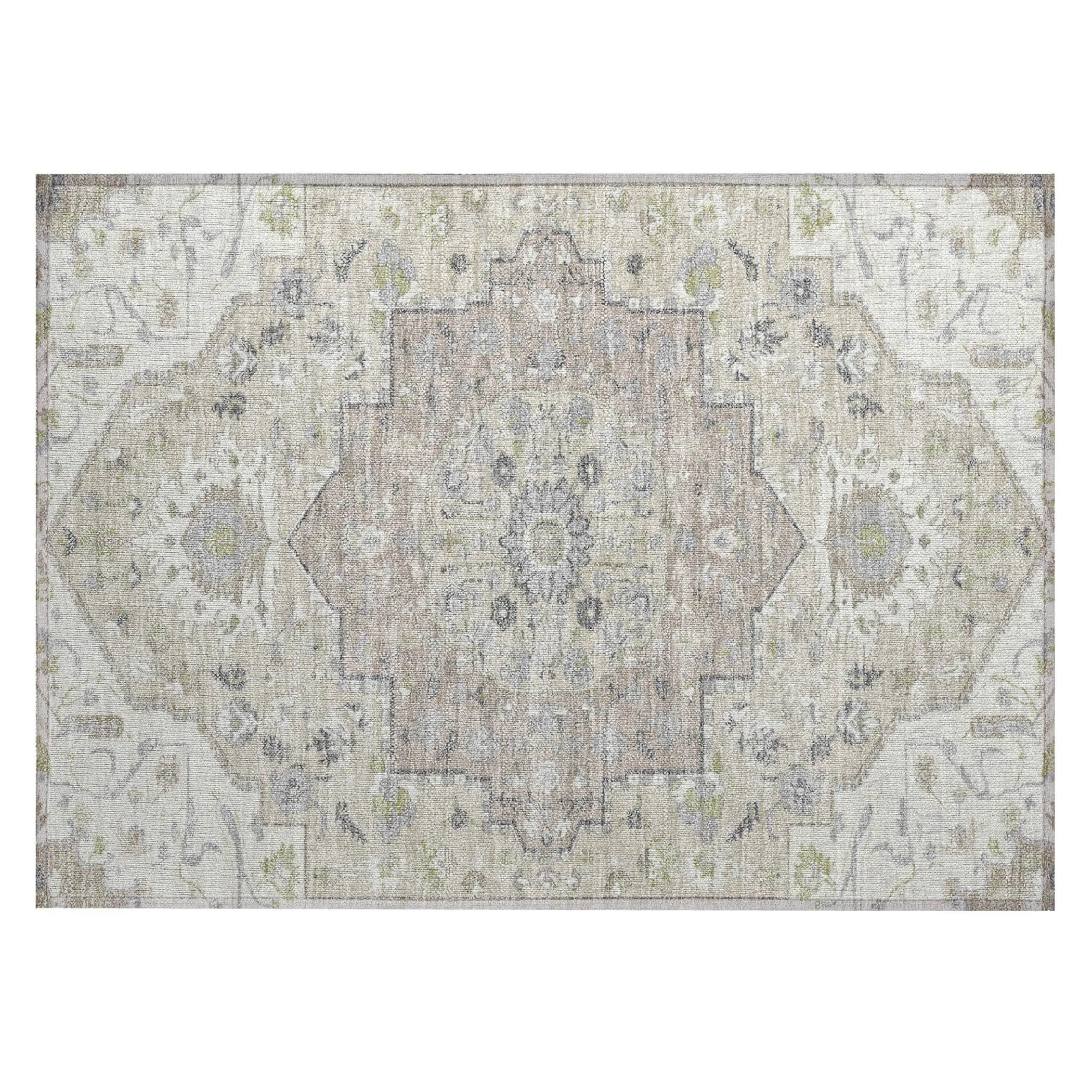 Machine Washable Indoor/ Outdoor Traditional Medallion Chantille Rug