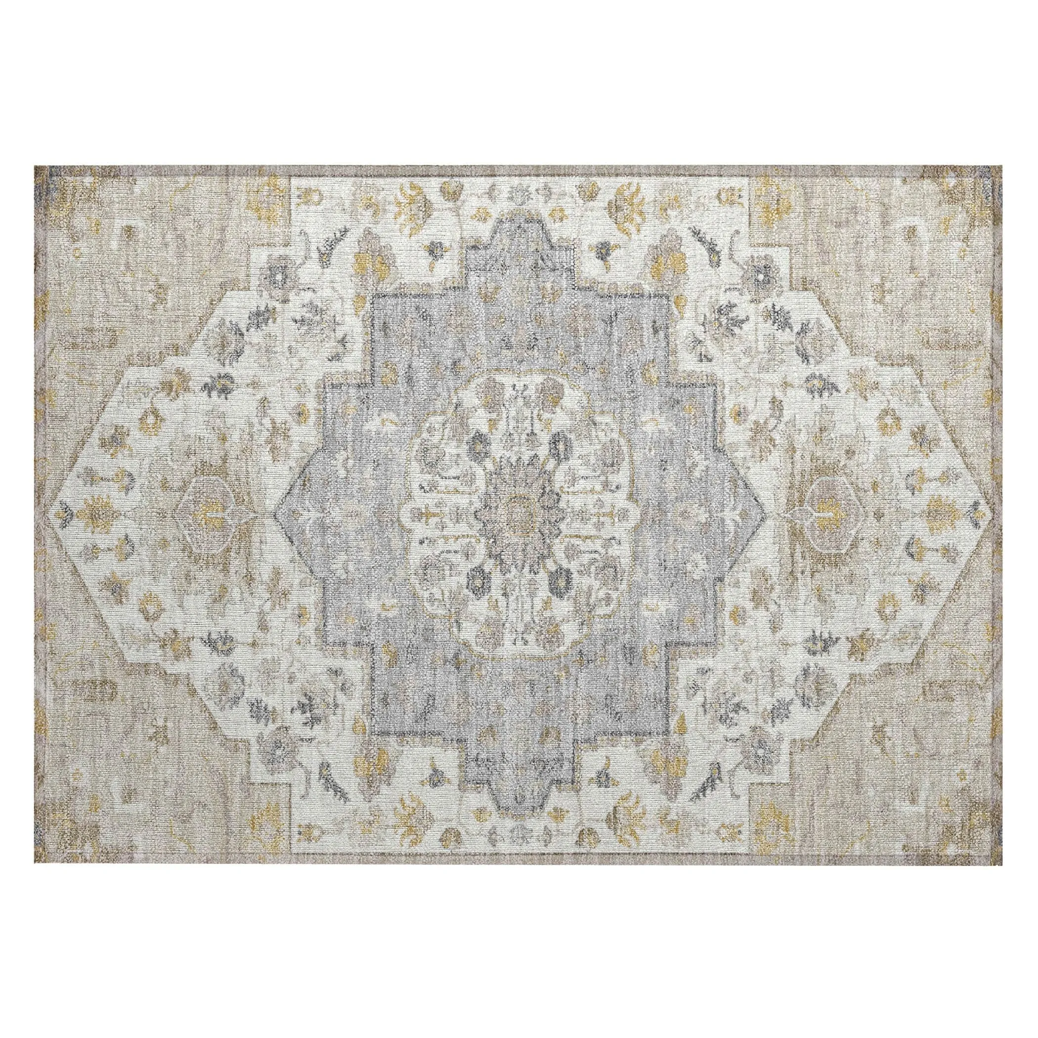 Machine Washable Indoor/ Outdoor Traditional Medallion Chantille Rug