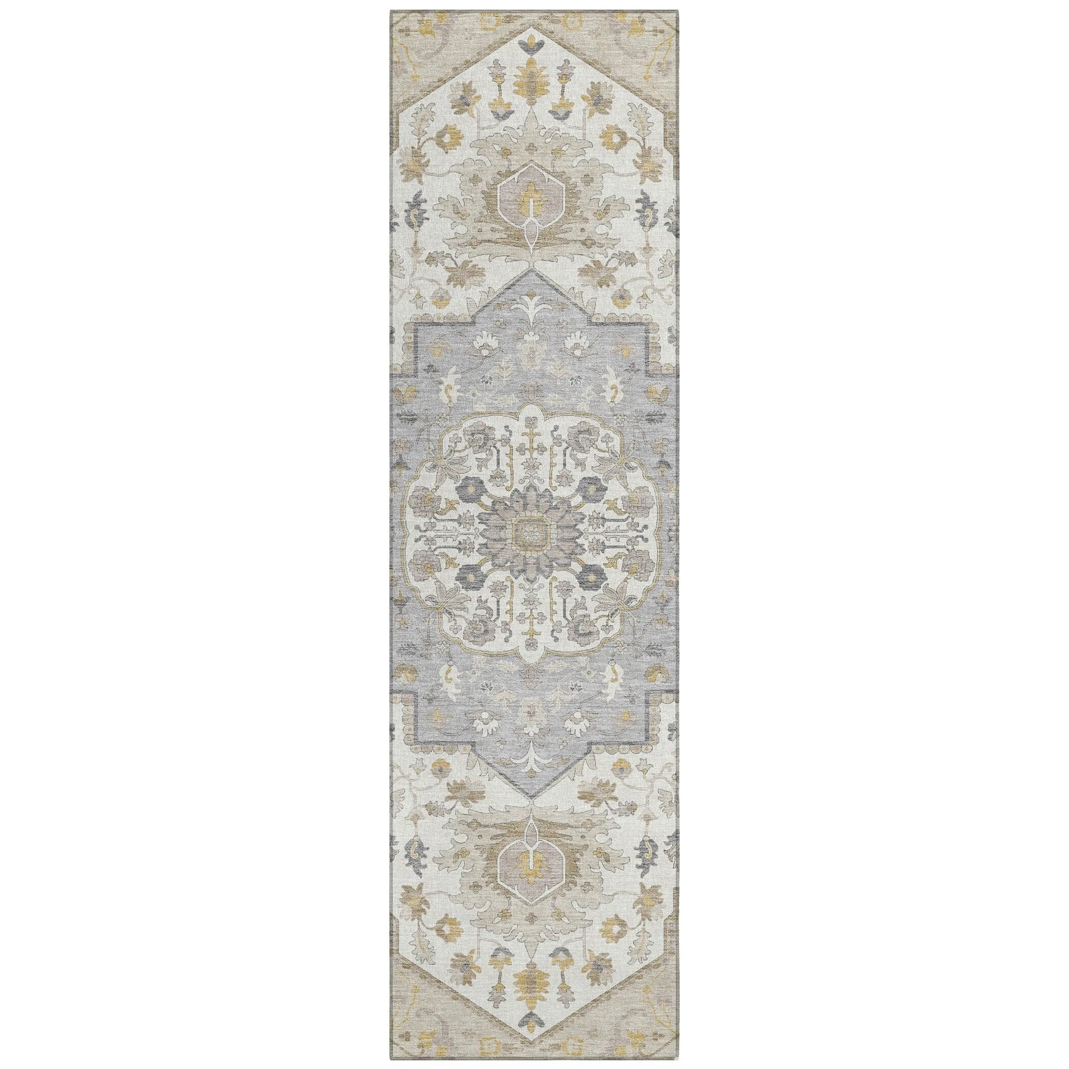 Machine Washable Indoor/ Outdoor Traditional Medallion Chantille Rug