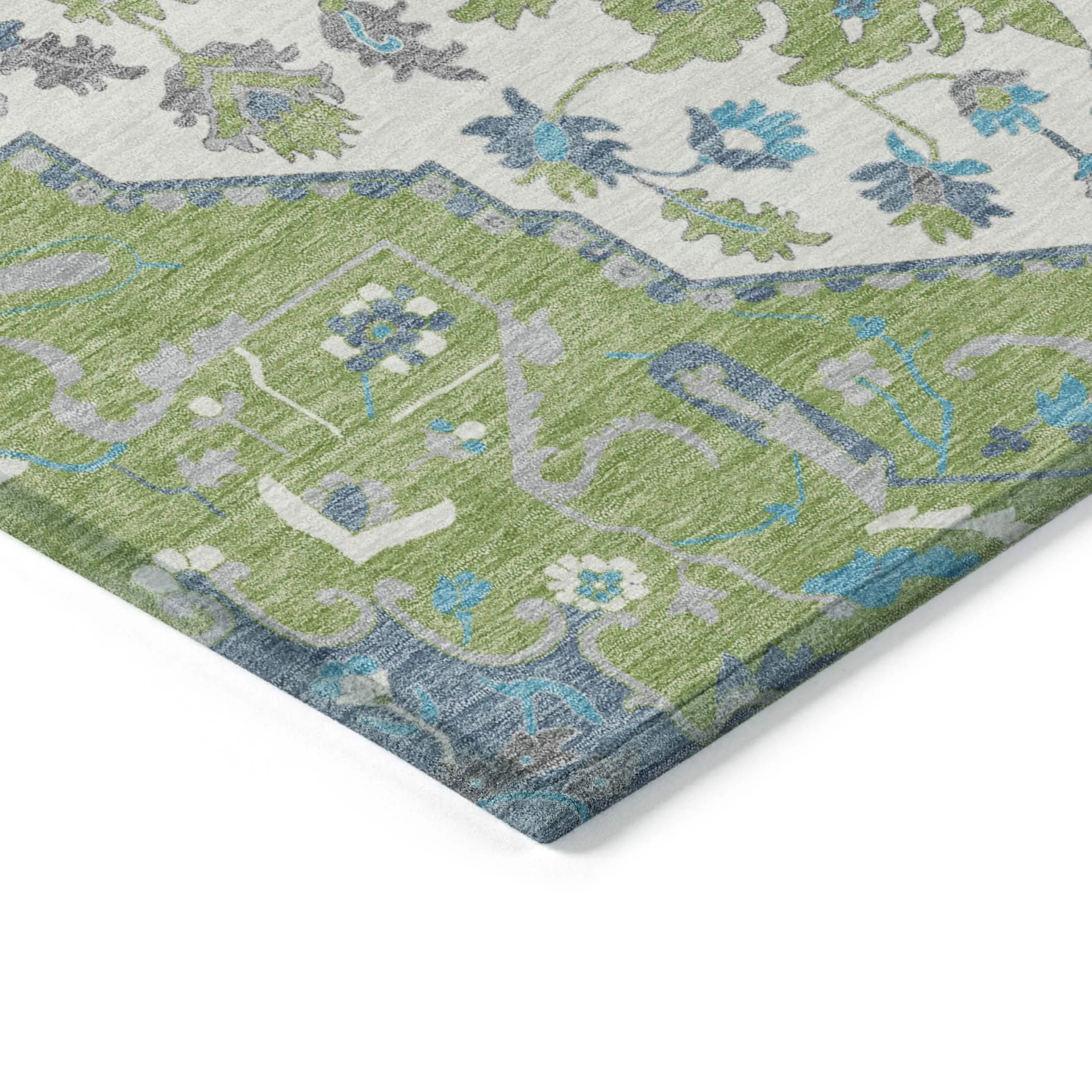 Machine Washable Indoor/ Outdoor Traditional Medallion Chantille Rug