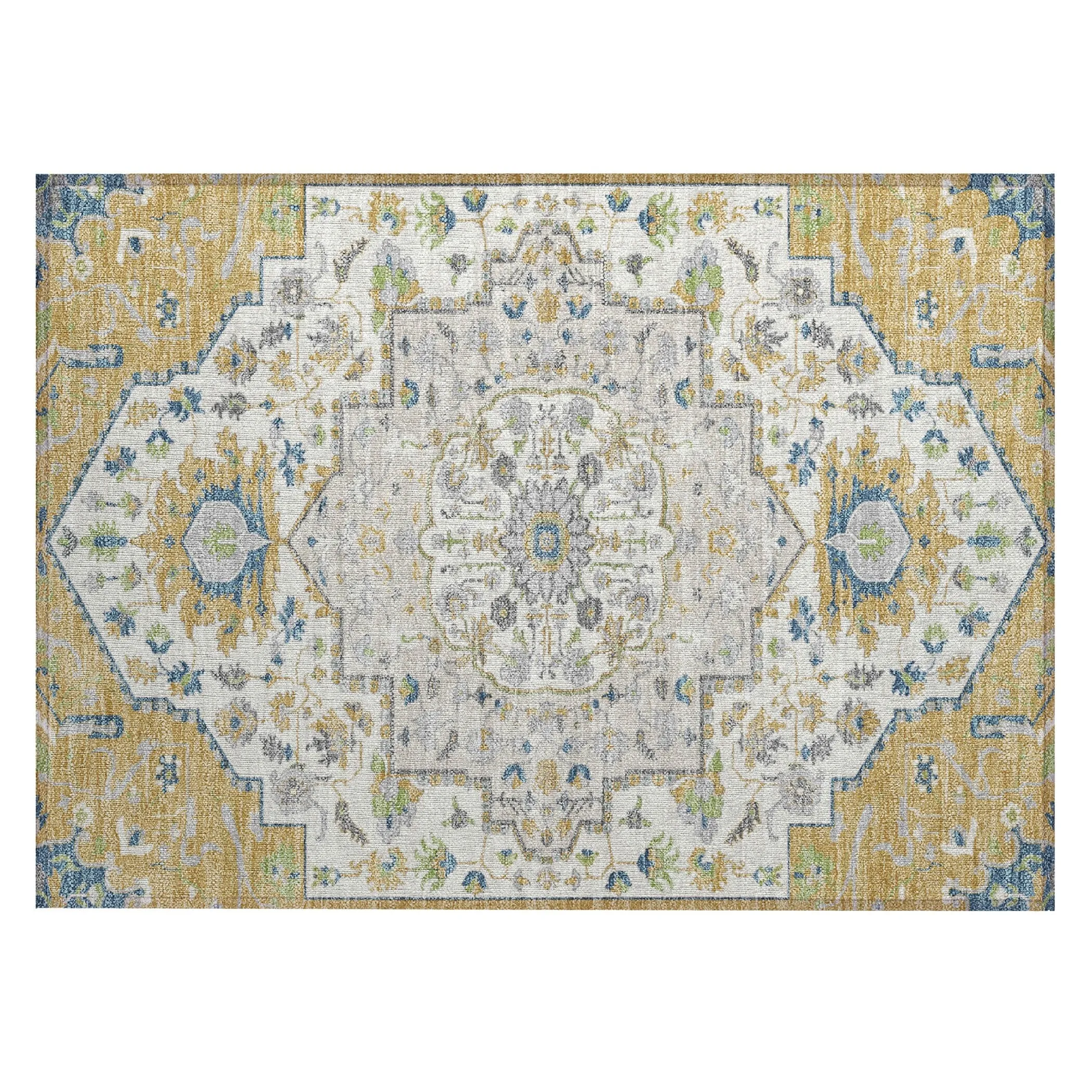 Machine Washable Indoor/ Outdoor Traditional Medallion Chantille Rug