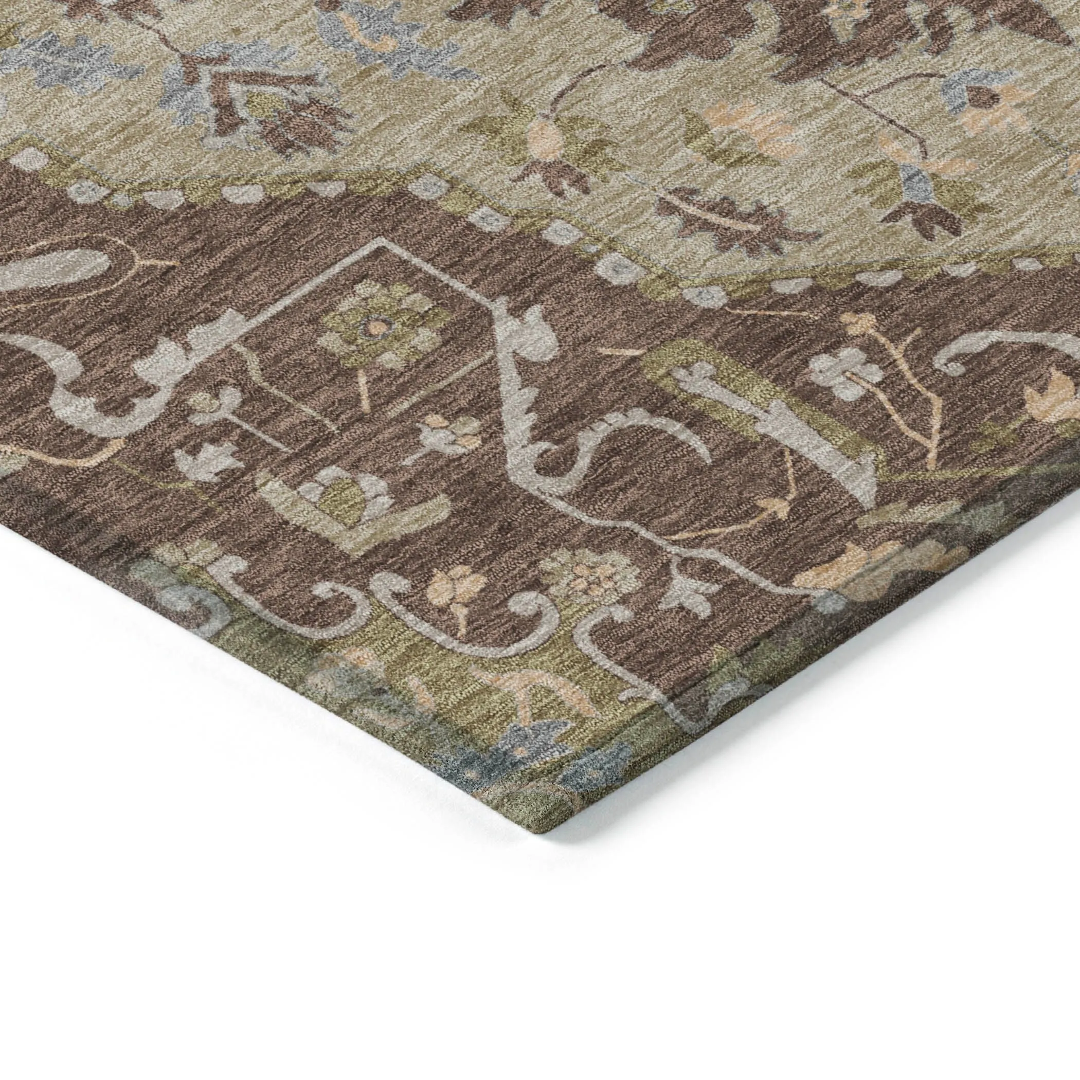 Machine Washable Indoor/ Outdoor Traditional Medallion Chantille Rug