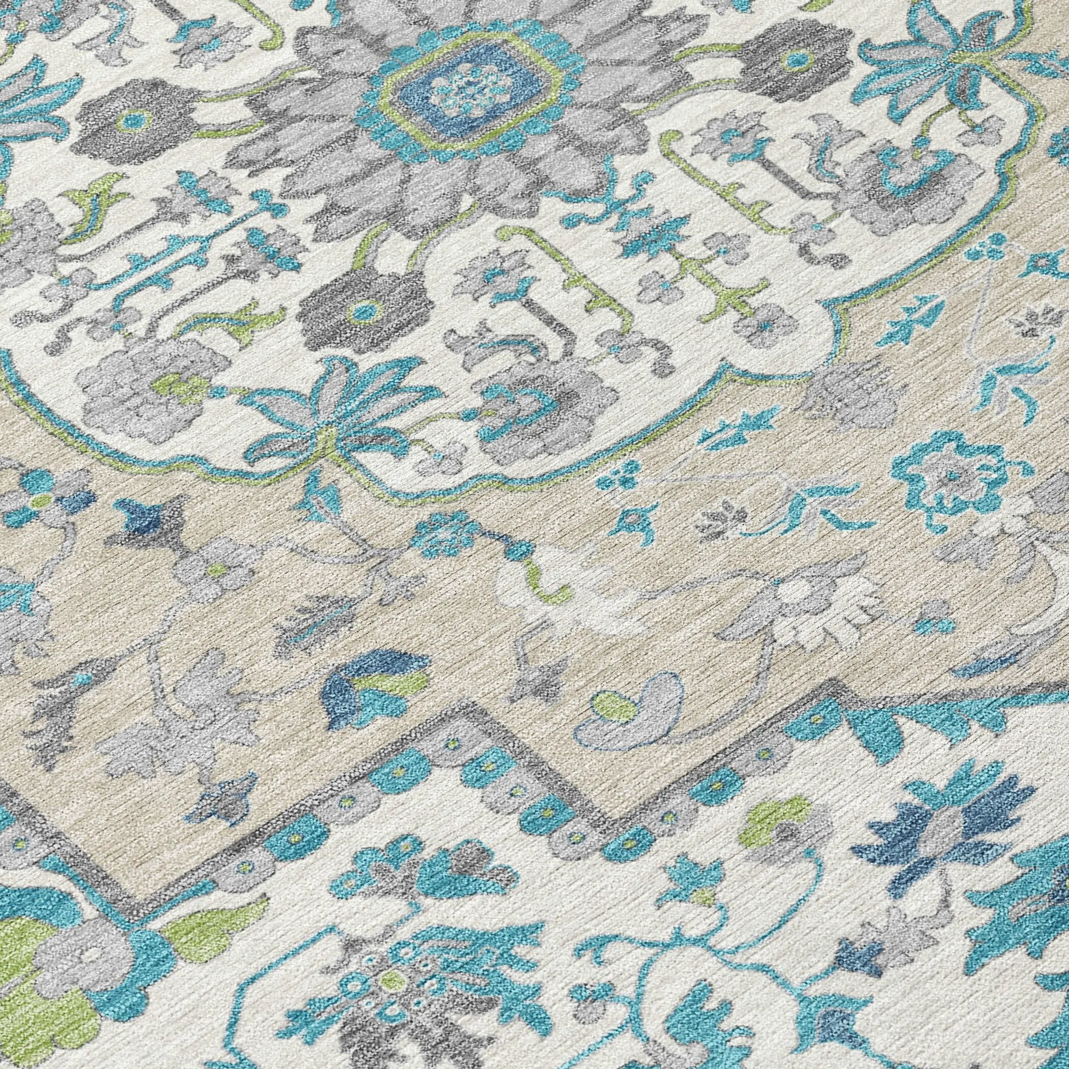 Machine Washable Indoor/ Outdoor Traditional Medallion Chantille Rug