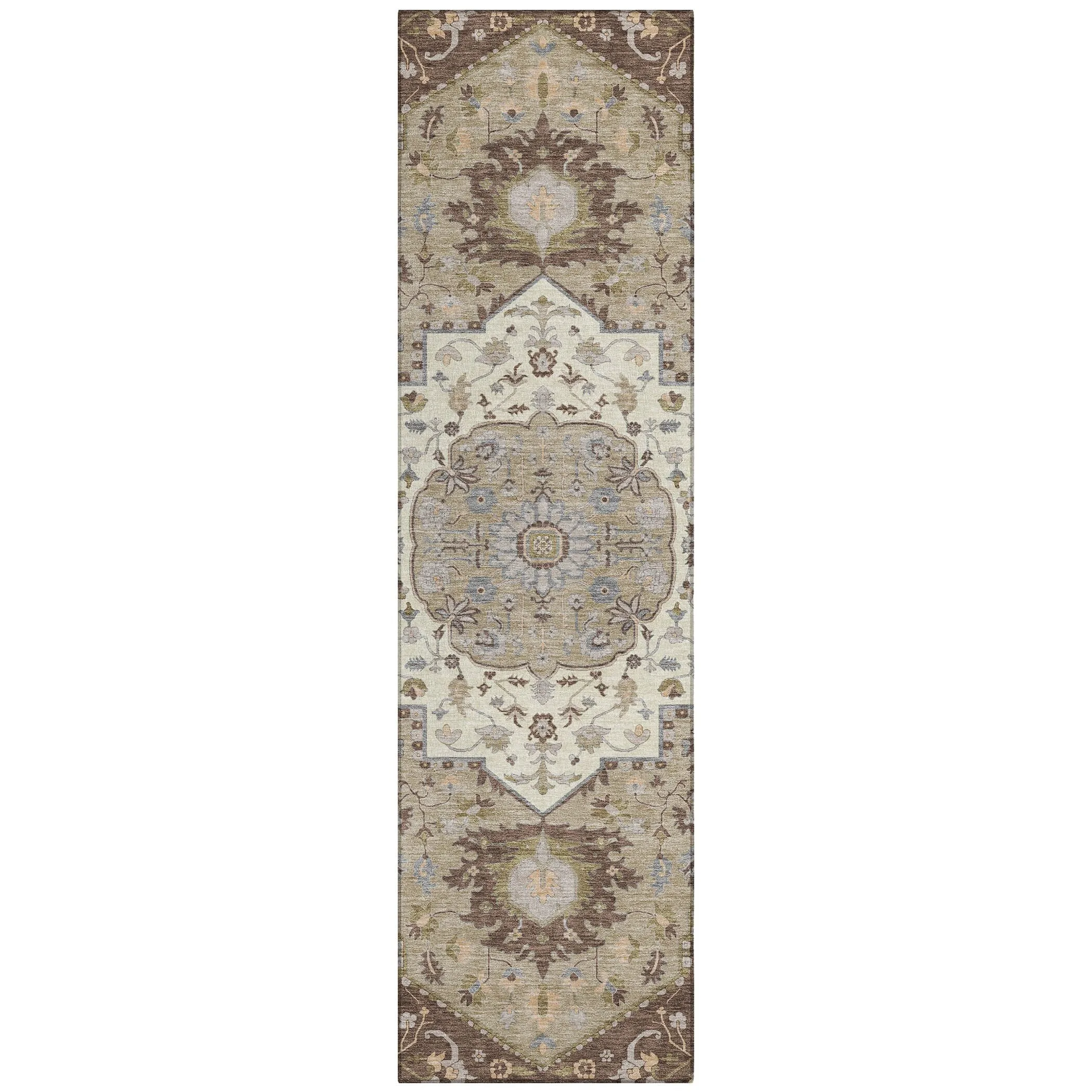 Machine Washable Indoor/ Outdoor Traditional Medallion Chantille Rug