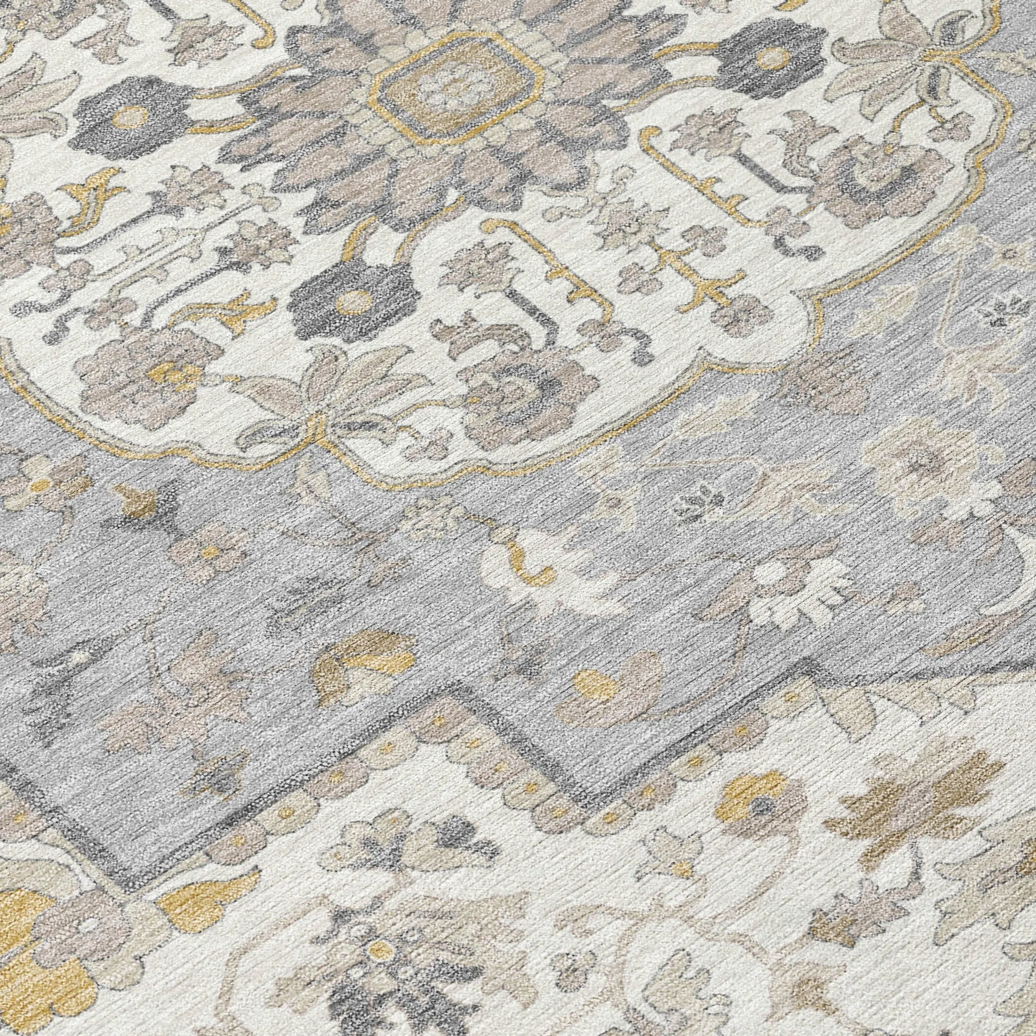 Machine Washable Indoor/ Outdoor Traditional Medallion Chantille Rug
