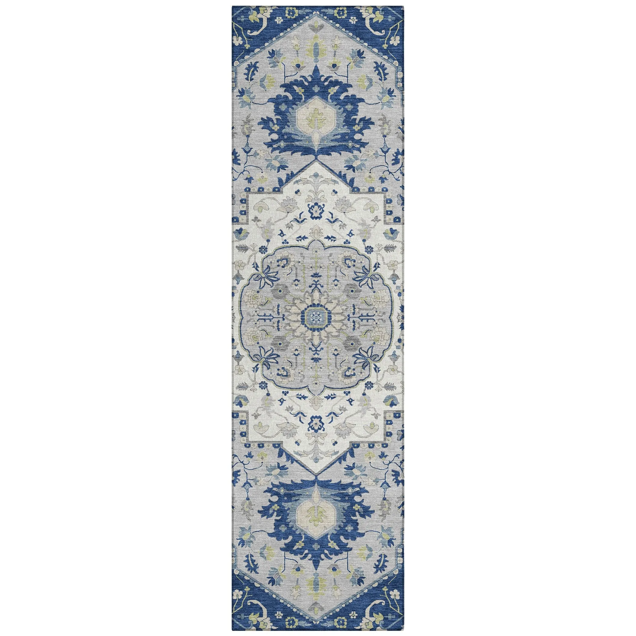Machine Washable Indoor/ Outdoor Traditional Medallion Chantille Rug