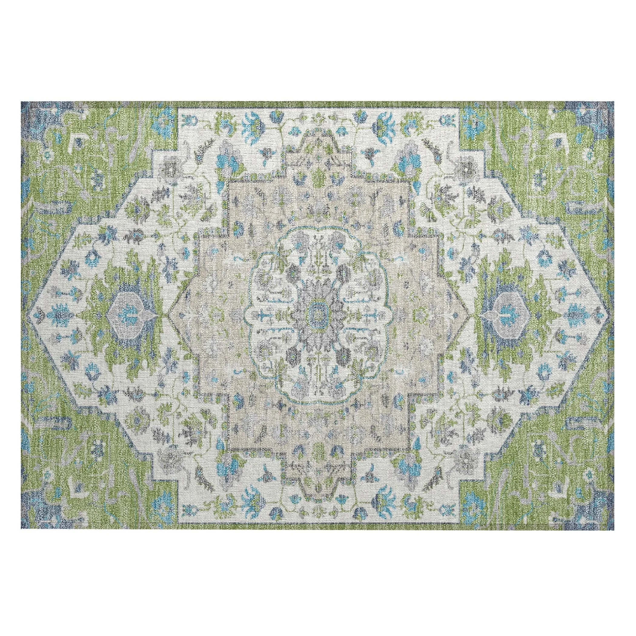 Machine Washable Indoor/ Outdoor Traditional Medallion Chantille Rug