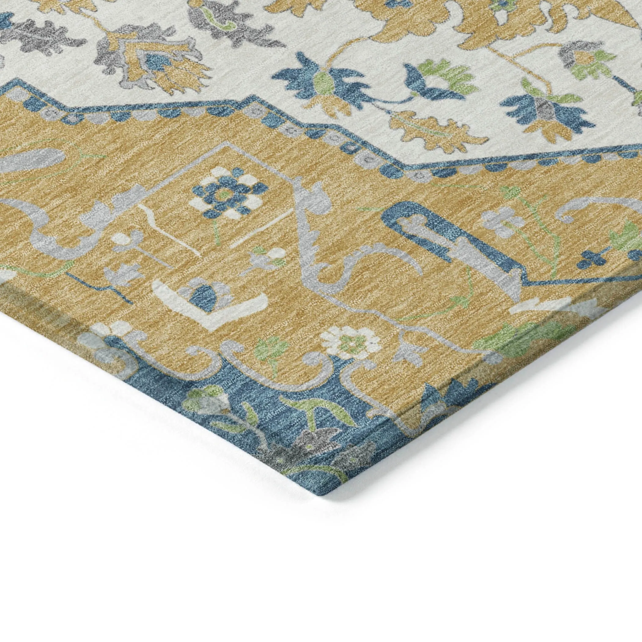 Machine Washable Indoor/ Outdoor Traditional Medallion Chantille Rug
